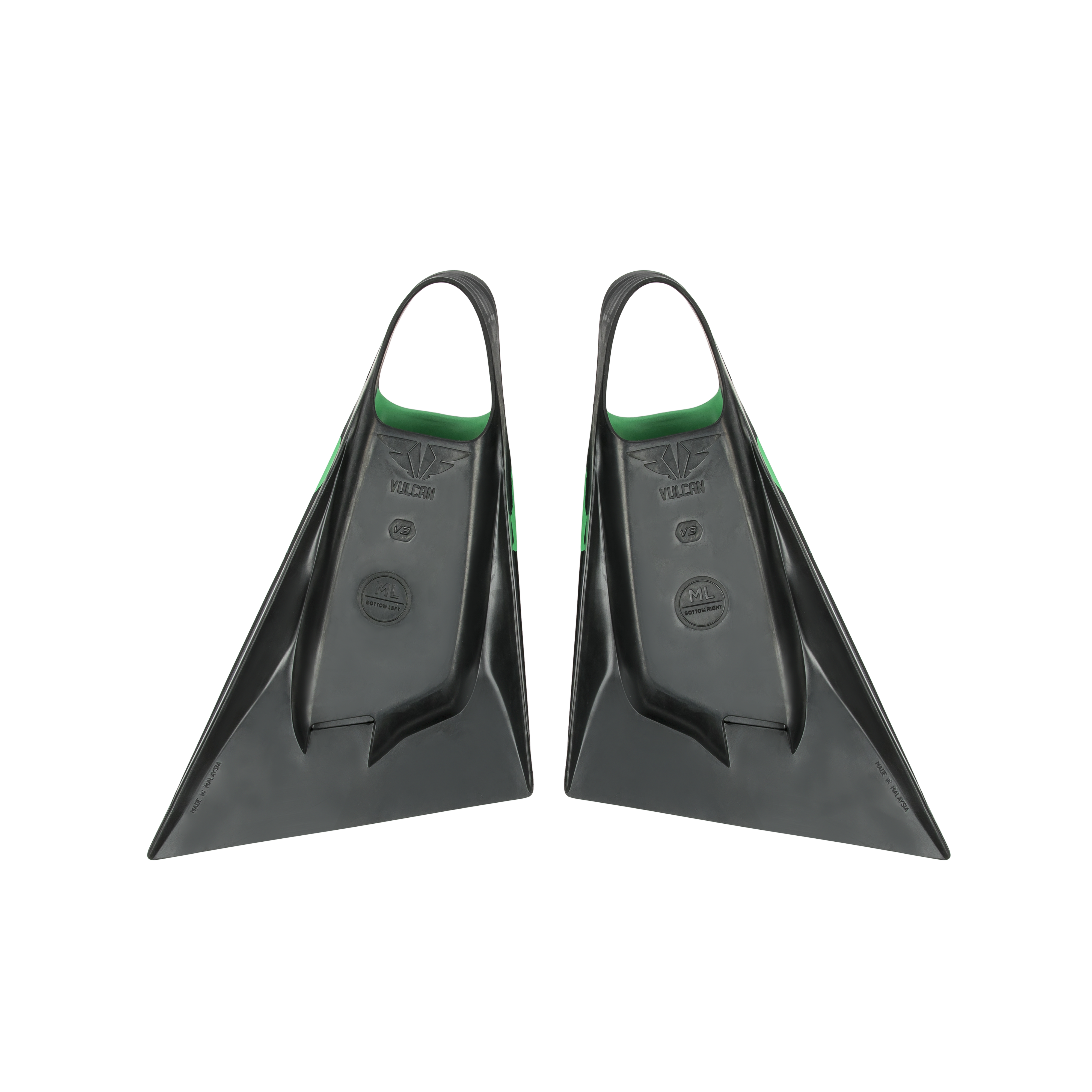 V3 Vulcan Bodyboard Swim Fins – Green/Black | Eco Swim Fins for