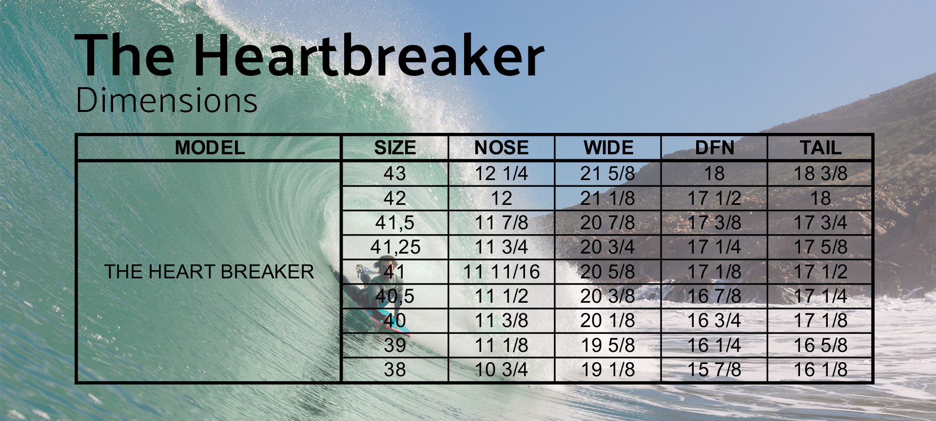 Heartbreaker boards size